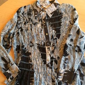 St. John Sport by Marie Gray Sheer Silk Blouse L